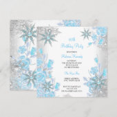 Blauwgroen blauw Roos Winter Wonderland Snowflakes Kaart (Voorkant / Achterkant)