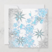 Blauwgroen blauw Roos Winter Wonderland Snowflakes Kaart (Achterkant)