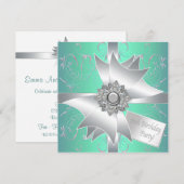 Blauwgroen Blauw Roze 10e Verjaardag Uitnodiging (Voorkant / Achterkant)