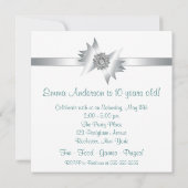 Blauwgroen Blauw Roze 10e Verjaardag Uitnodiging (Achterkant)