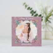 Blauwgroen Blauw Roze Afbeelding Quinceanera Kaart (Staand voorkant)
