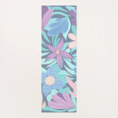 Blauwgroen Blauw Roze Bloemillustratie Monogram Yogamat (Achterkant)