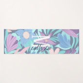 Blauwgroen Blauw Roze Bloemillustratie Monogram Yogamat (Voorkant (horizontaal))