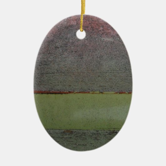 Blauwgroen Blauw Roze Groen geruïneerd Keramisch Ornament (Voorkant)