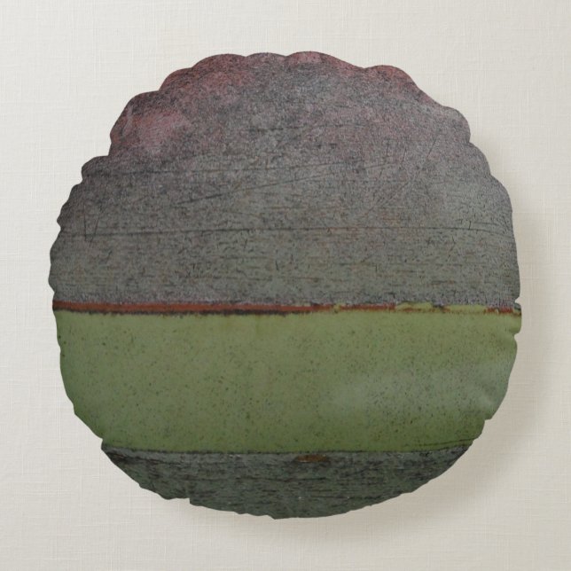 Blauwgroen blauw Roze Groen geruïneerd Rond Kussen (Voorkant)