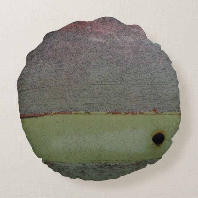 Blauwgroen blauw Roze Groen geruïneerd Rond Kussen (Achterkant)