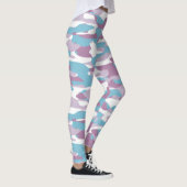 Blauwgroen Blauw Roze Paars Witte Camouflage Patro Leggings (Rechts)