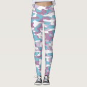Blauwgroen Blauw Roze Paars Witte Camouflage Patro Leggings (Voorkant)