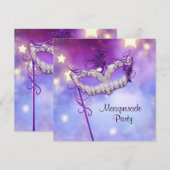 Blauwgroen Blauw Roze Paarse Masquerade Party Kaart (Voorkant / Achterkant)