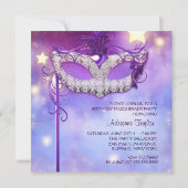 Blauwgroen Blauw Roze Paarse Masquerade Party Kaart (Achterkant)