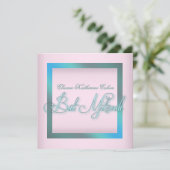 Blauwgroen blauw roze vleermuis mitswa uitnodiging (Staand voorkant)