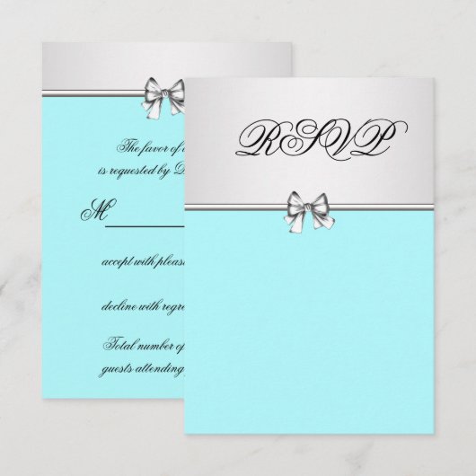 Blauwgroen blauw RSVP Kaartje (Voorkant / Achterkant)