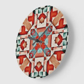 Blauwgroen blauw rubbijn terra Cotta Tribal Kunstp Grote Klok (Hoek)