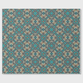 Blauwgroen blauw Rust Oranje Aqua Turquoise Mosaic Cadeaupapier (Vlak)