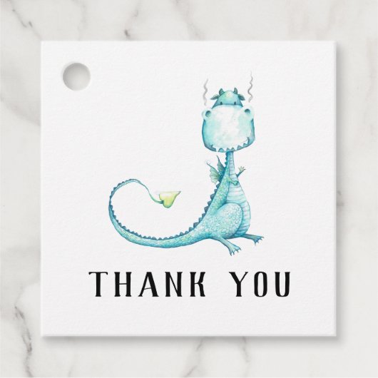 * Blauwgroen Blauw Schattige Dragon Baby shower Da Bedankjes Labels (Voorkant)