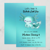 Blauwgroen Blauw Schattige Waterverf Axolotl Verja Kaart (Voorkant / Achterkant)