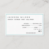 Blauwgroen blauw schilderen en decoreren van verfr visitekaartje (Achterkant)