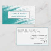 Blauwgroen blauw schilderen en decoreren van verfr visitekaartje (Voorkant / Achterkant)