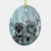 Blauwgroen Blauw Schnauzer Puppies Kerst Ornament (Rechts)