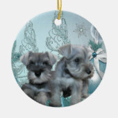 Blauwgroen Blauw Schnauzer Puppies Kerst Ornament (Voorkant)