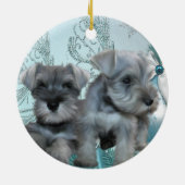 Blauwgroen Blauw Schnauzer Puppies Kerst Ornament (Achterkant)