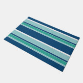 Blauwgroen blauw Seafoam Green White Stripes Patte Deurmat (Schuin)