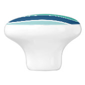 Blauwgroen blauw Seafoam Green White Stripes Patte Keramische Knop (Zijkant)