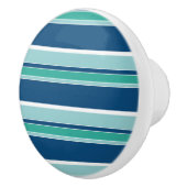 Blauwgroen blauw Seafoam Green White Stripes Patte Keramische Knop (Rechts)