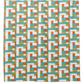 Blauwgroen Blauw Sinaasappel Goud Wit Kleurenblok  Douchegordijn (Voorkant)