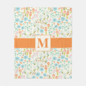  Blauwgroen Blauw Sinaasappel Roze Bloemenpatroon Fleece Deken (Voorkant)