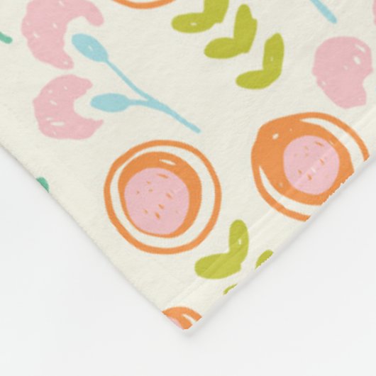  Blauwgroen Blauw Sinaasappel Roze Bloemenpatroon Fleece Deken (Hoek)