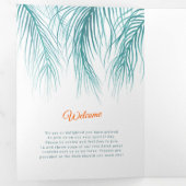 Blauwgroen blauw sinaasappel tropische palmen wate drieluik programma (Binnenzijde eerst)