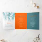 Blauwgroen blauw sinaasappel tropische palmen wate drieluik programma (Binnen)