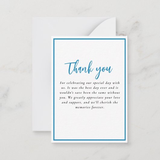 Blauwgroen Blauw Single Seashell Trouwnotitie Notitiekaartje (Achterkant)