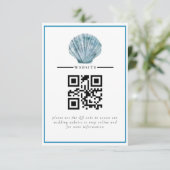  Blauwgroen Blauw Single Seashell Wedding Informatiekaartje (Staand voorkant)