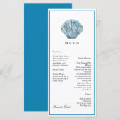 Blauwgroen Blauw Single Seashell Wedding Menu (Voorkant / Achterkant)