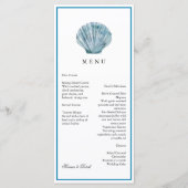  Blauwgroen Blauw Single Seashell Wedding Menu (Voorkant)
