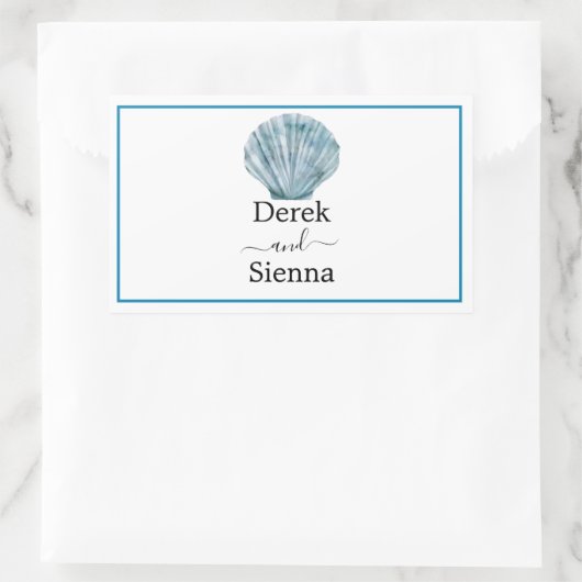  Blauwgroen Blauw Single Seashell Wedding Rechthoekige Sticker (Tas)