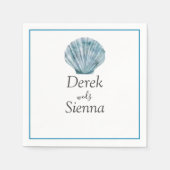  Blauwgroen Blauw Single Seashell Wedding Servet (Voorkant)