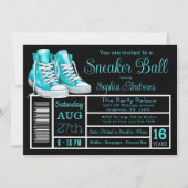 Blauwgroen Blauw Sneaker Ball Verjaardagsfeest Sch Kaart (Voorkant)