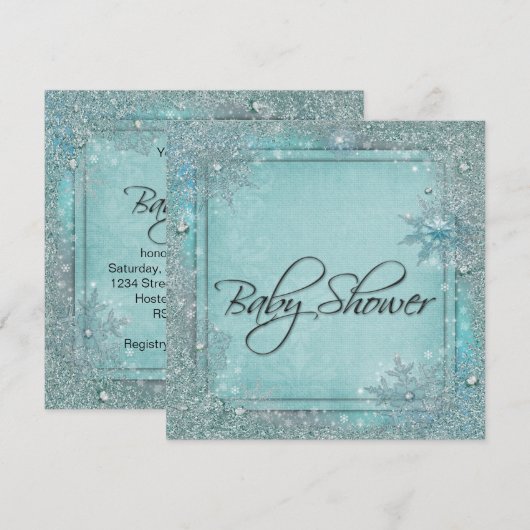 Blauwgroen blauw sneeuwvlok Baby shower Kaart (Voorkant / Achterkant)