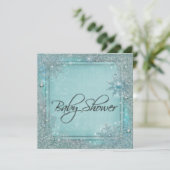 Blauwgroen blauw sneeuwvlok Baby shower Kaart (Staand voorkant)