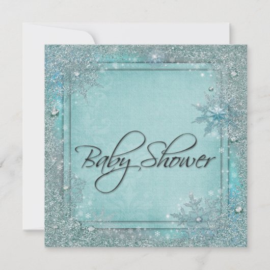 Blauwgroen blauw sneeuwvlok Baby shower Kaart (Voorkant)