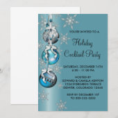 Blauwgroen Blauw Sneeuwvlokken Ornamenten Kerstfee Kaart (Voorkant / Achterkant)