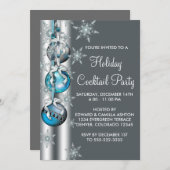 Blauwgroen Blauw Sneeuwvlokken Ornamenten Kerstfee Kaart (Voorkant / Achterkant)