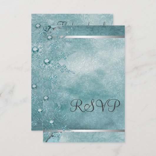 Blauwgroen blauw Snowflake Christelijk kerstfeest Kaart (Voorkant / Achterkant)