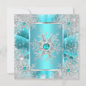 Blauwgroen blauw Snowflake Silver Winter Wonderlan Kaart (Achterkant)