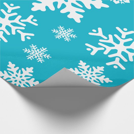 Blauwgroen blauw Snowflakes kerstfeestcadeaubonade Cadeaupapier (Hoek)