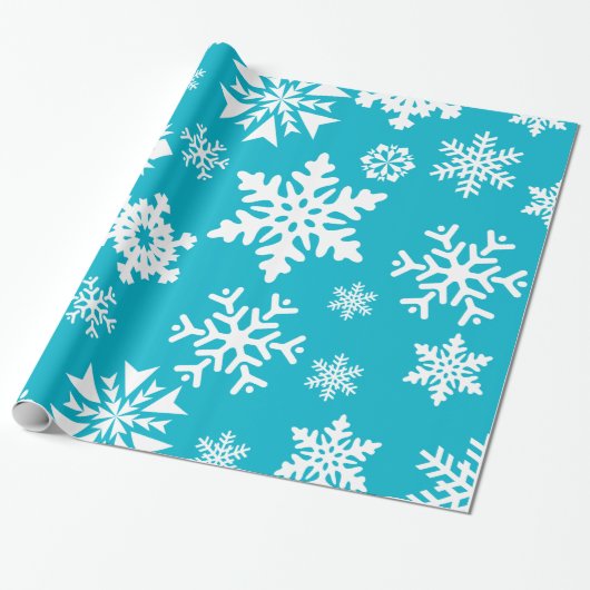 Blauwgroen blauw Snowflakes kerstfeestcadeaubonade Cadeaupapier (Uitgerold)