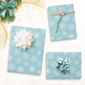 Blauwgroen blauw Snowflakes Patroon Kerstmis Inpakpapier Vel